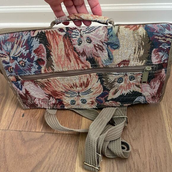 Vintage Cat Tapestry Wheeled Shopper Bag Tote Collapseable - Picture 7 of 13